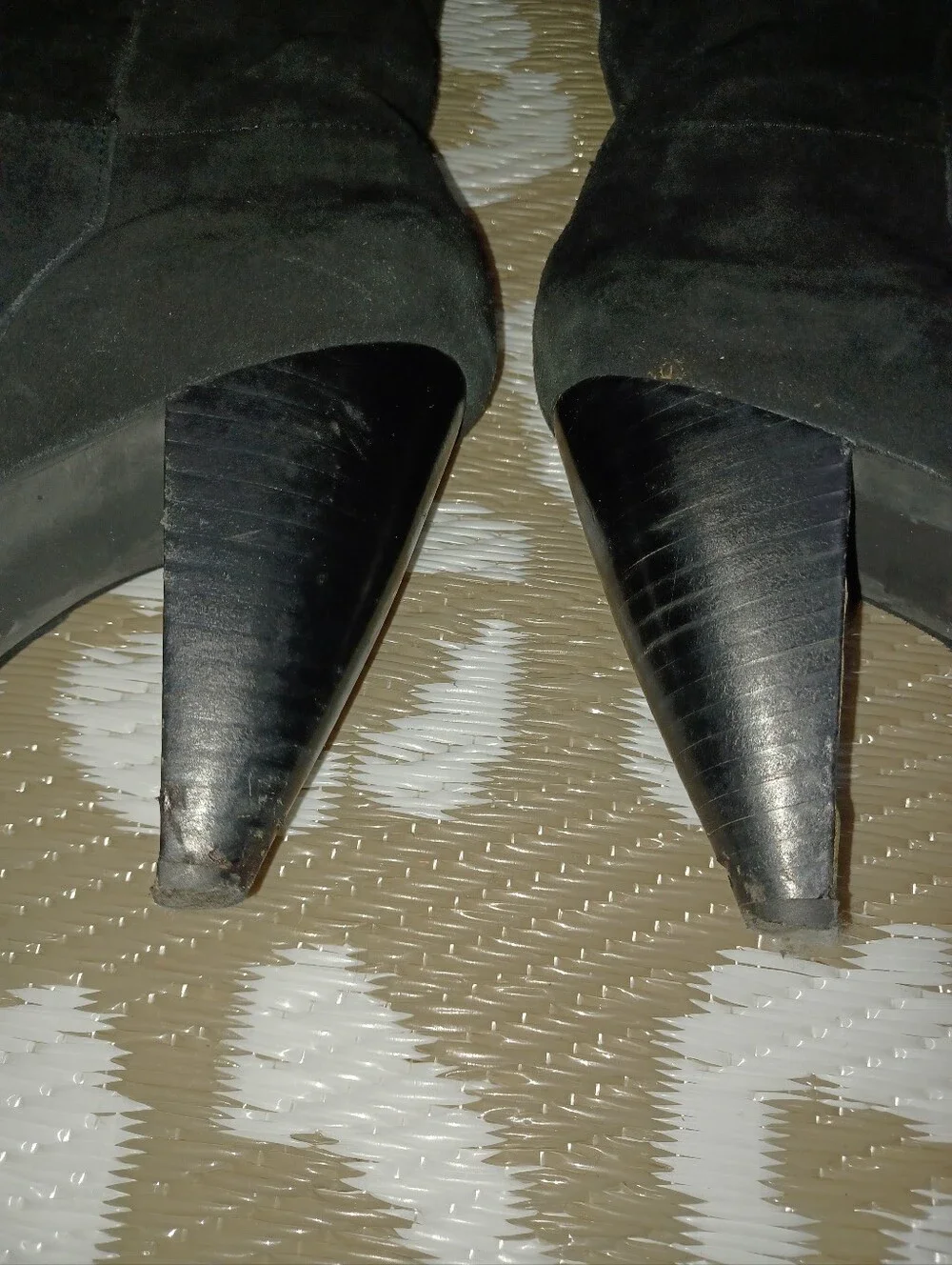 Women’s Black Suede Knee-High Heeled Boots